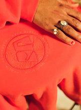 Load image into Gallery viewer, Topographic Emblem Hoodie in Lava